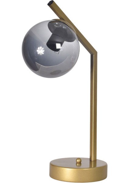 Brüksel Modern Tasarım Dizayn Kablolu Eskitme Renk Metal Füme Camlı Abajur Gece Lambası Masa Lambas