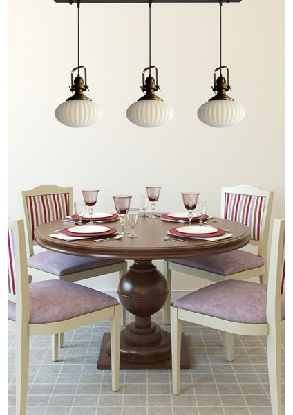 Elegant Cam Beyaz Üçlü Avize Eskitme Başlık Sarkıt Lamba Restoran Salon Aydınlatma