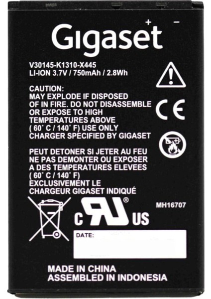 Gigaset Sl4, SL400, SL78, SL780, SL785, SL788 Uyumlu X445 Pil