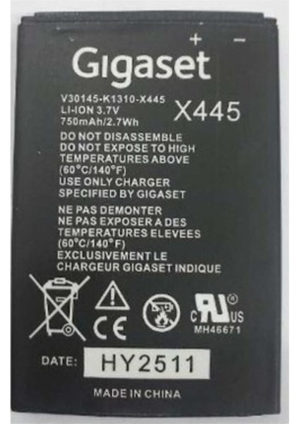 Gigaset Sl4, SL400, SL78, SL780, SL785, SL788 Uyumlu X445 Pil