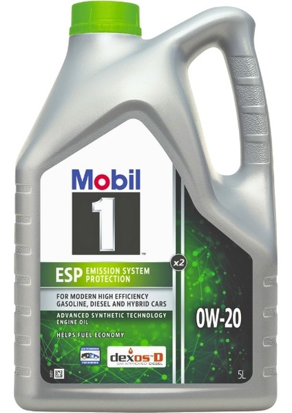 1 Esp X2 0W-20 Gelişmiş Tam Sentetik Motor Yağı - 5 Lt.