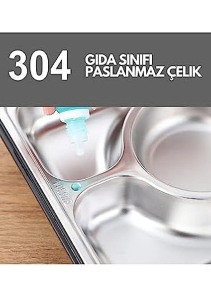 Rom Bento 1600ML Lunchbox Tek Katlı 5 Bölmeli Çelik Sefer Tası Yemek Kutusu (Açık Yeşil) Roms