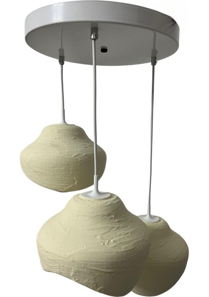 Bej Üçlü Sarkıt Avize, Rustik Beton, 50x70 cm, E27 Duy, Yatak Odası ve Mutfak İçin modelleri