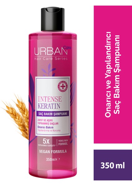 Intense Keratin Yoğun Hasar Onarıcı Saç Bakım Şampuan ve Sıvı Krem 2'li Set-Vegan