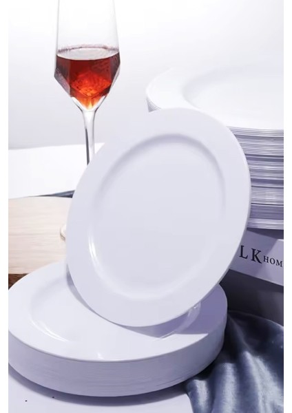 Beyaz Sert Plastik Parti Tabağı 26 cm 10'lu | Tek Kullanımlık