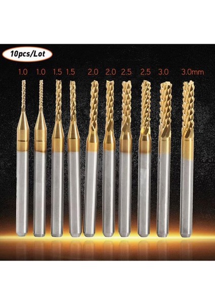 Pcb Mini Karbür Freze Kesici 1.0-3.0mm 10 Lu Set 3.175MM Shank indirimleri