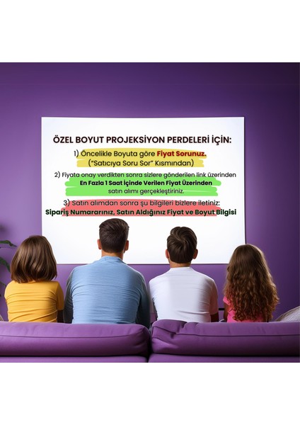 Projeksiyon Perdesi, 100X150 Cm, Duvar Sineması, Sunum Perdesi, Yapışkansız, Statik Akıllı Perde