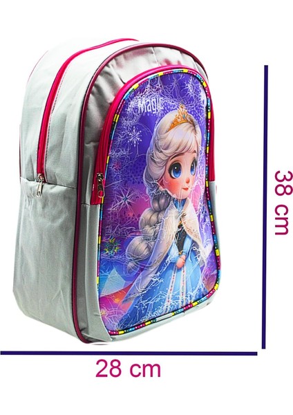 2 Bölmeli Elsa Okul Sırt Çantası ve Beslenme Çantası Gri KOD:1308 indirimleri
