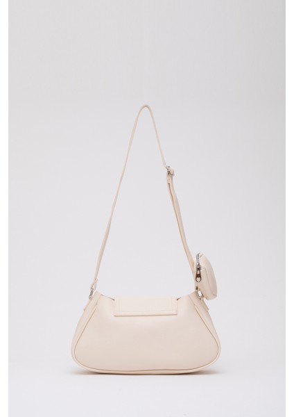 Krem Shk96 Deri Tek Bölmeli Cüzdanlı Kol Ve Omuz Çantası U:18 E:32 G:8 Cm