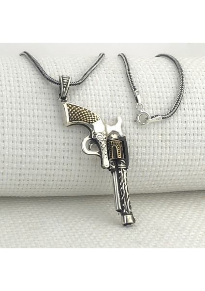 925 Ayar Gümüş 6 Patlar Tabanca Kolye