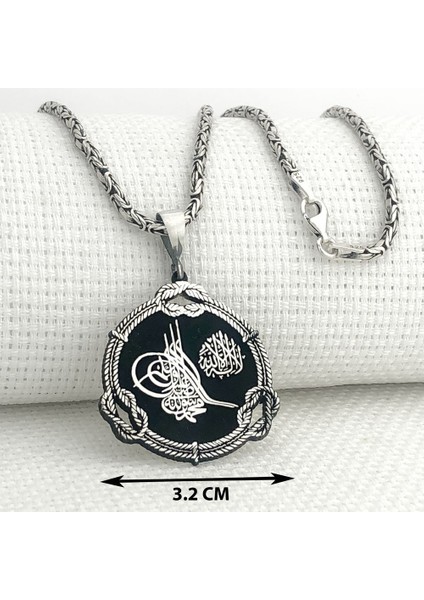 925 Ayar Gümüş Osmanlı Tuğra Tasarımlı Kral Zincir Kolye