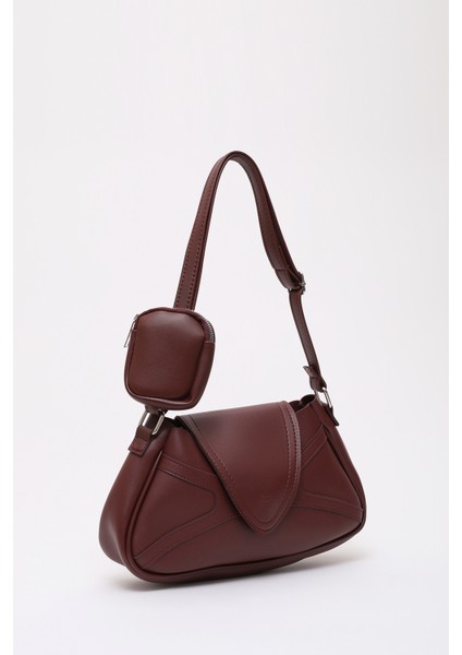 Bordo Shk96 Deri Tek Bölmeli Cüzdanlı Kol Ve Omuz Çantası U:18 E:32 G:8 Cm