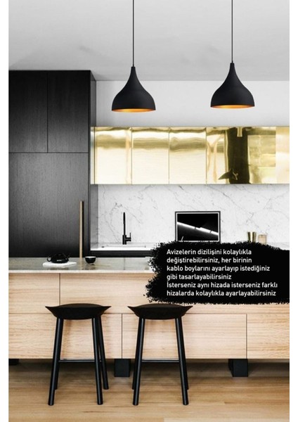 Ikili Uzun Siyah Sarkıt Sarkıt Lamba Yemek Masası Oturma Odası Otel Showroom Hol Mutfak Model