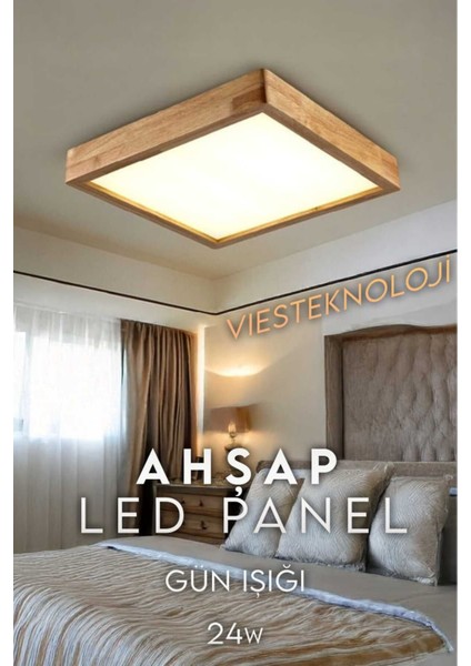 Modern Tasarım Ahşap Kasa 24W Gün Işığı Dekoratif Avize 34*34 Ev-Ofis LED Aydınlatması