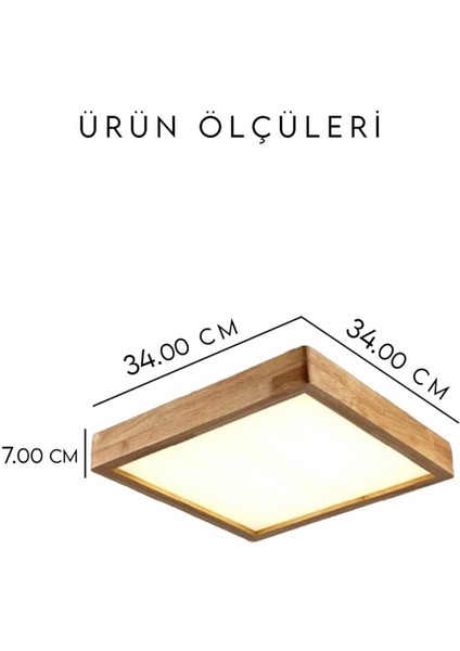Modern Tasarım Ahşap Kasa 24W Gün Işığı Dekoratif Avize 34*34 Ev-Ofis LED Aydınlatması
