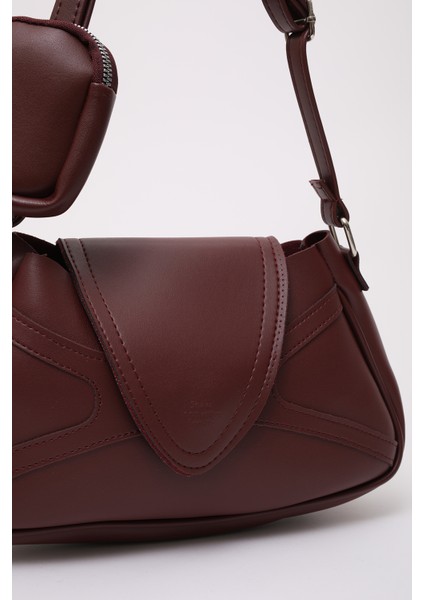 Bordo Shk96 Deri Tek Bölmeli Cüzdanlı Kol Ve Omuz Çantası U:18 E:32 G:8 Cm
