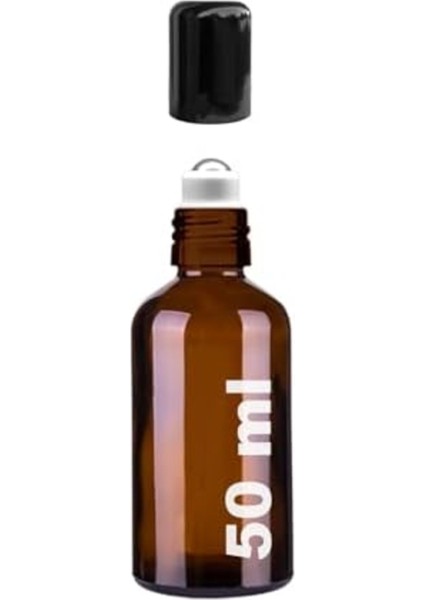 Rom 50 ml Çelik Roll On Şişesi 50 cc Sızdırmaz Siyah Kapaklı Cam Şişe 6 Adet (Amber, 50) Rom modelleri