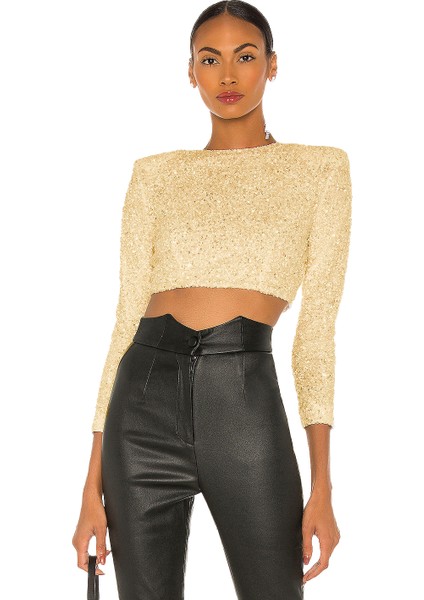 Kadın Gold Payet Crop Top