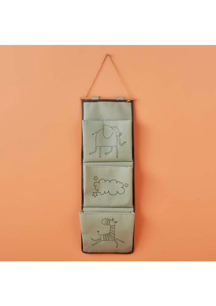 Rom Maıson Zoo Hayvan Baskılı%70 Polyester%30 Pamuk Askılı Organizer, Yeşil, 20 x 60 cm Romshp 10