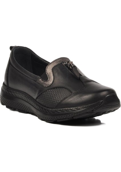 0024 Z Siyah Deri Kadın Günlük Ayakkabı