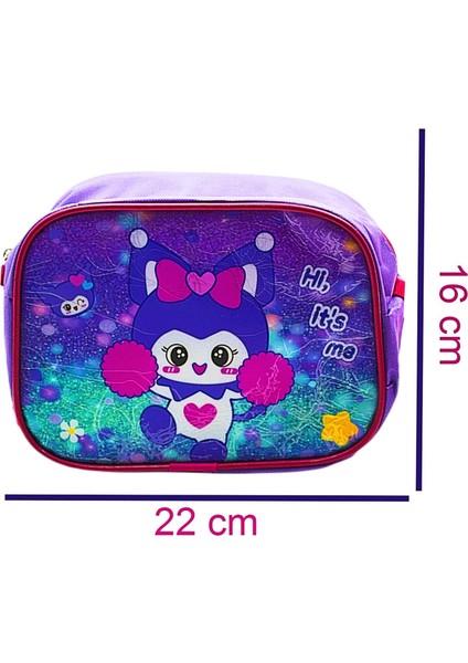 2 Bölmeli Kuromi Okul Sırt Çantası ve Beslenme Çantası Mor KOD:1308