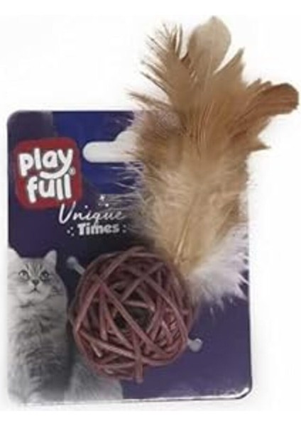 PF-4065 Playfull Tüylü Zilli Top Şeklinde Kedi Oyuncağı 20 cm