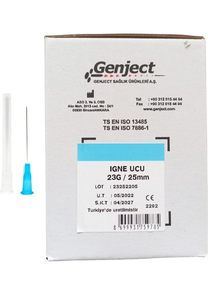 - Enjektör İğne Ucu 25 mm Mavi 23G - 250 Adet