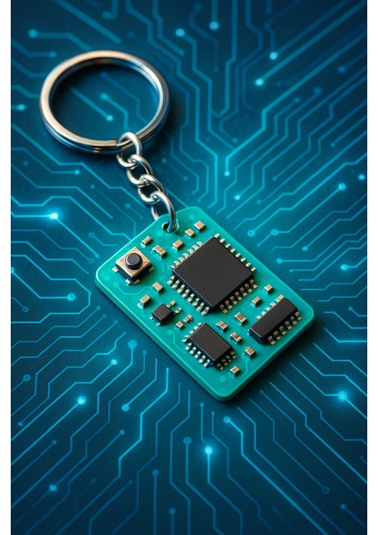 Pcb Devre Kartı Temalı 2d Anahtarlık | Elektronik Tasarımlı Mini Aksesuar | 3.5x2.5 cm
