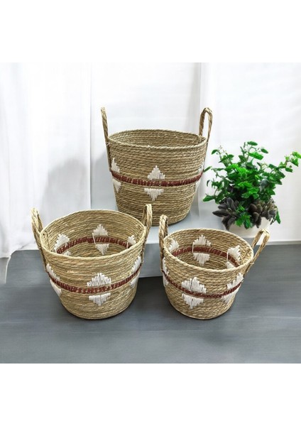 Native - 3'lü Hasır Sele Saksılık Seti - 46