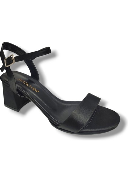 1441-25 Sateen Kalın Topuk Sandalet