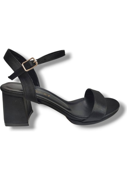1441-25 Sateen Kalın Topuk Sandalet