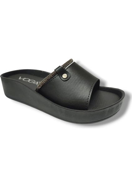 1400-177-25 Deri Anatomik Şerit Taşlı Kadın Terlik