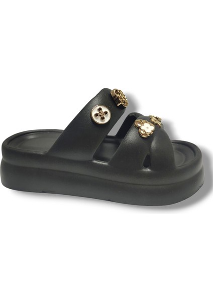 510-25 Eva Taşlı Çift Bantlı Kalın Taban Kadın Terlik fiyatları