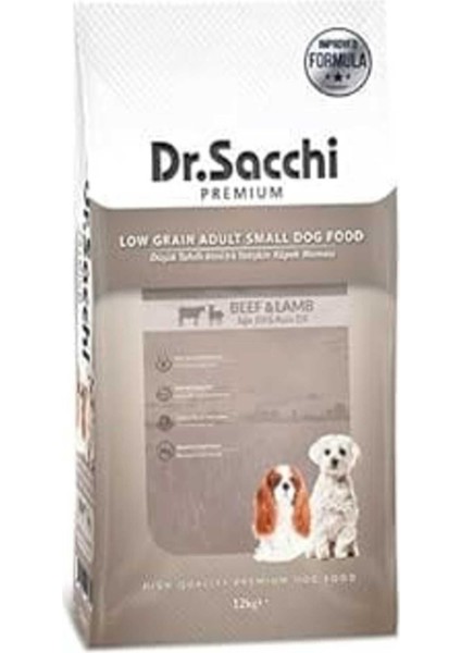 Dr.sacchi Düşük Tahıllı Sığır Etli ve Kuzu Etli Mini Irk Yetişkin Köpek Maması 12 kg