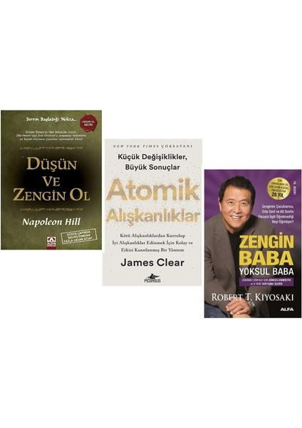 Dusun ve Zengin Ol + Atomik Aliskanliklar + Zengin Baba Yoksul Baba = 3 Set