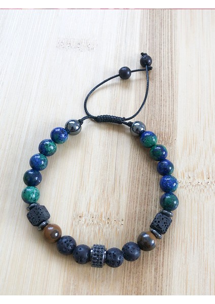 El Yapımı Çok Renkli Doğaltaşlı Zarif Erkek Bileklik fiyatları