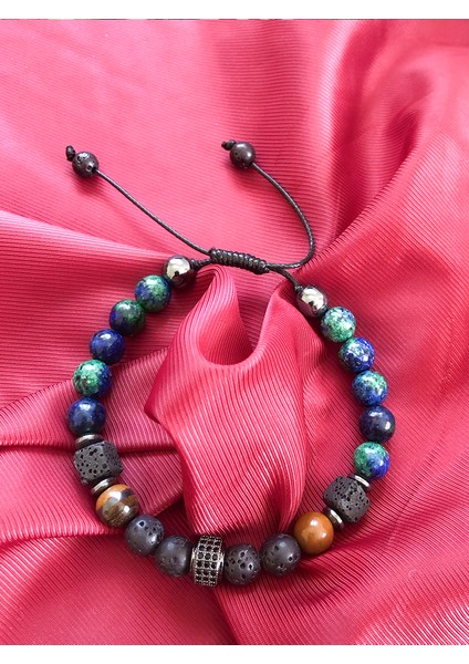 El Yapımı Çok Renkli Doğaltaşlı Zarif Erkek Bileklik modelleri