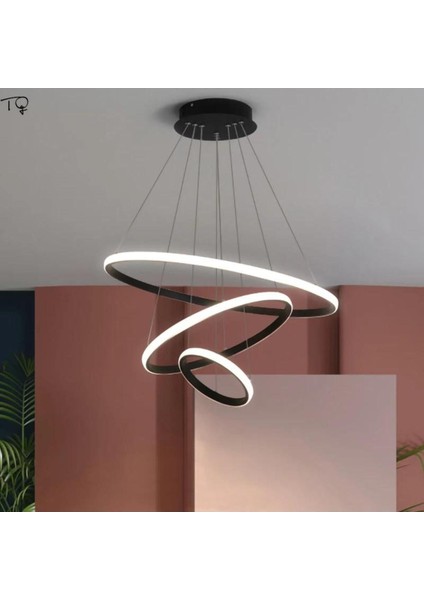 Şık modern avize, LED aydınlatmalı, siyah-beyaz, 3 başlık, 14x30 cm alüminyum tasarım modelleri