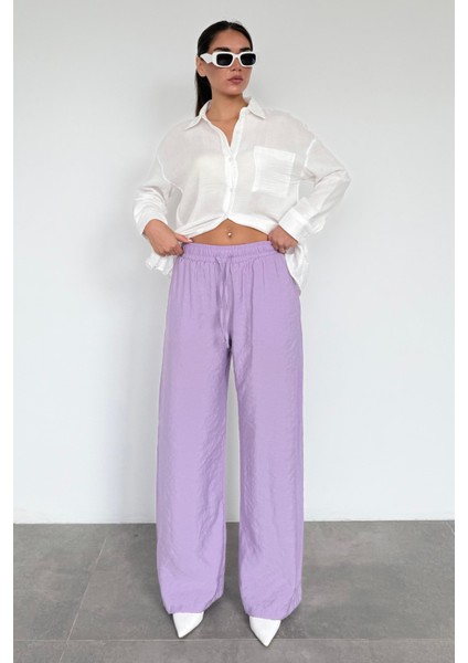 Lila Geniş Paça Kadın Pantolon MG1982
