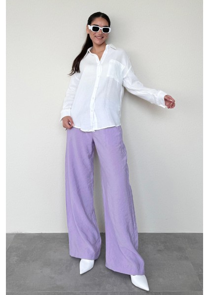 Lila Geniş Paça Kadın Pantolon MG1982 fırsatları