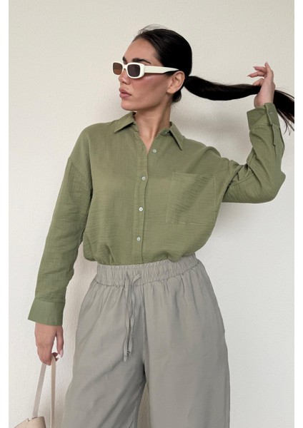 Soluk Yeşil Geniş Paça Kadın Pantolon MG1982 indirimleri