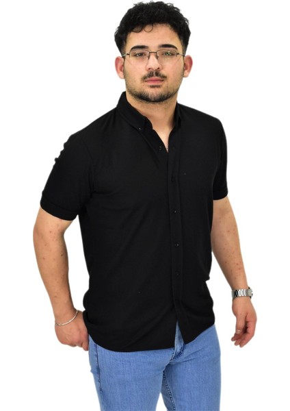 Erkek Büyük Beden Gömlek Yaka Düğmeli Tişört BGL-ST04525