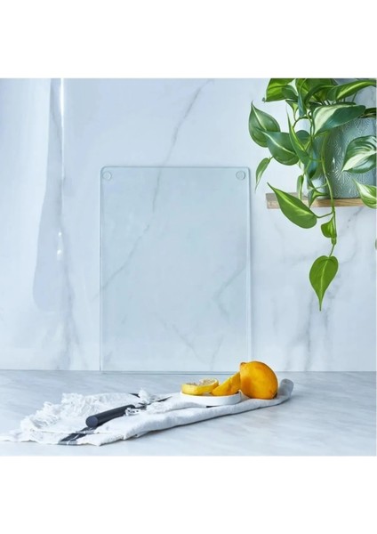 Cam Kesme Tahtası, Büyük Boy Kesme Tahtası, Kenarları Oval Sunumluk, Antibakteriyel 25X35 cm fırsatları