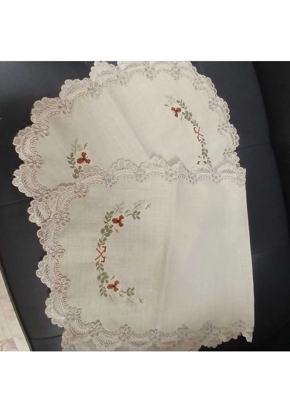 Makinede Etamin Işleme Yatak Odası 3 Parça Sehpa Örtüsü, Çeyiz, Masa Örtüsü
