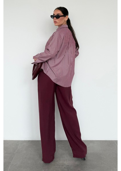 Bordo Elastik Belli Bol Kesim Pantolon MG2020
