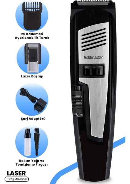 Laser Profesyonel Lazer Işığıyla Ayarlanabilir Saç Sakal Şekillendirme Makinesi GM7181