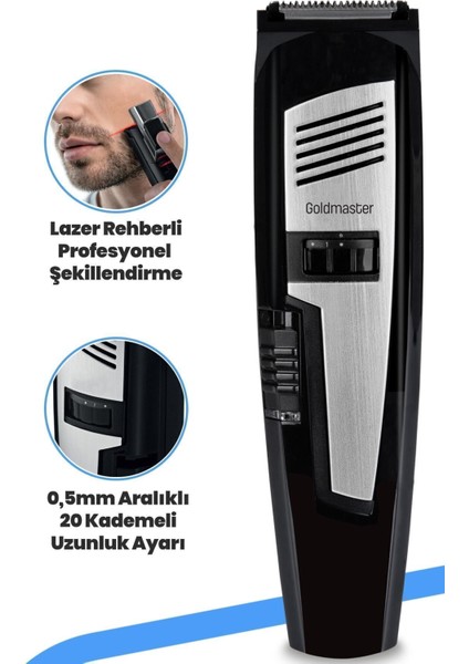 Laser Profesyonel Lazer Işığıyla Ayarlanabilir Saç Sakal Şekillendirme Makinesi GM7181