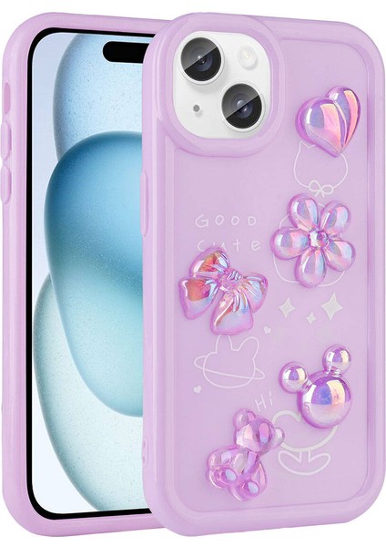 Apple iPhone 14 Uyumlu Kabartma Figürlü Parlak Svl Toys Silikon Kapak-Açık Yeşil