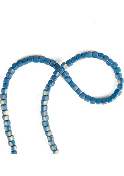 5 Mm Küp Model Fimo Denim Mavi Renk Üzeri Yaldız Sedefli Simli Denim Mavi Fimo Boncuk Dizisi Polimer Kil 40 Cm Dizi