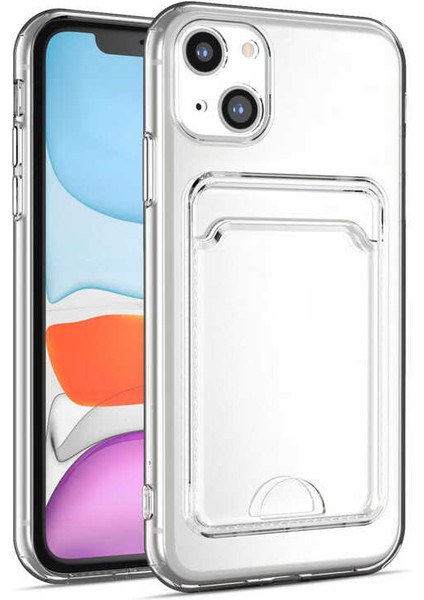 Apple iPhone 13 Kılıf Kartlıklı Şeffaf Svl Setra Clear Silikon Kapak-Renksiz